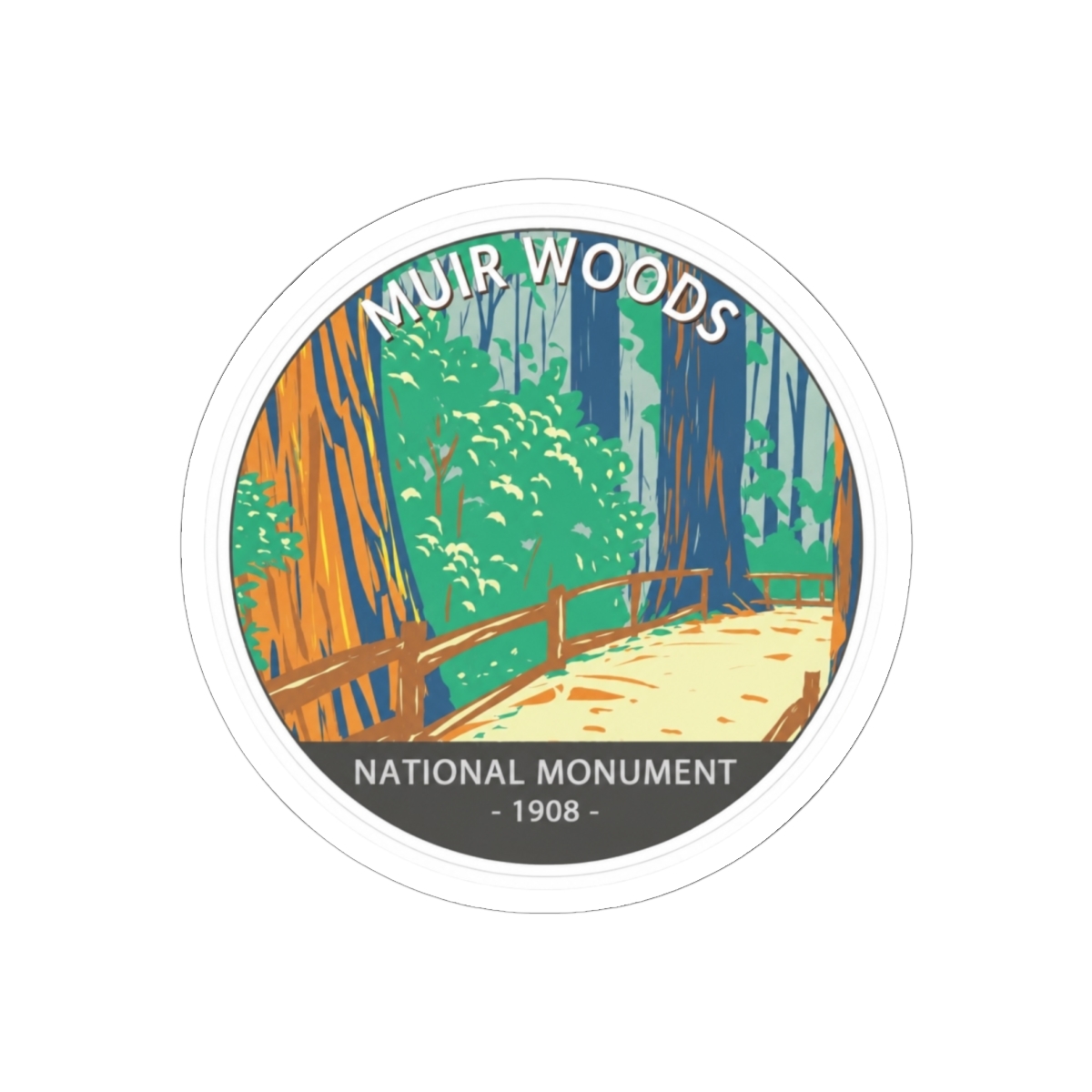 Muir Woods National Monument California Vintage Sticker | Tamsyn Muir - alternate angle 2, merchandise
