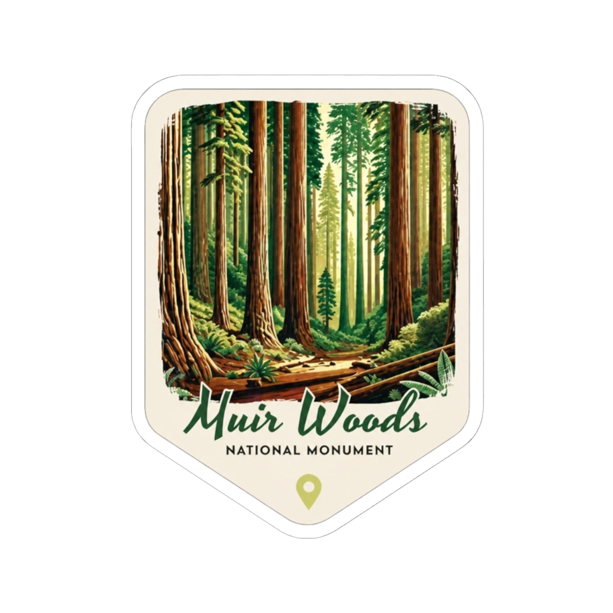 Muir Woods Sticker: Retro National Park Design, Durable Vinyl | Tamsyn Muir - alternate angle 1, merchandise